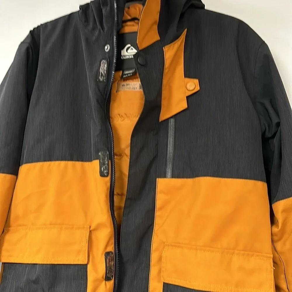 Quicksilver Jacket Youth Large 14 black/ orange Dry Flight Snowboard Ski Winter